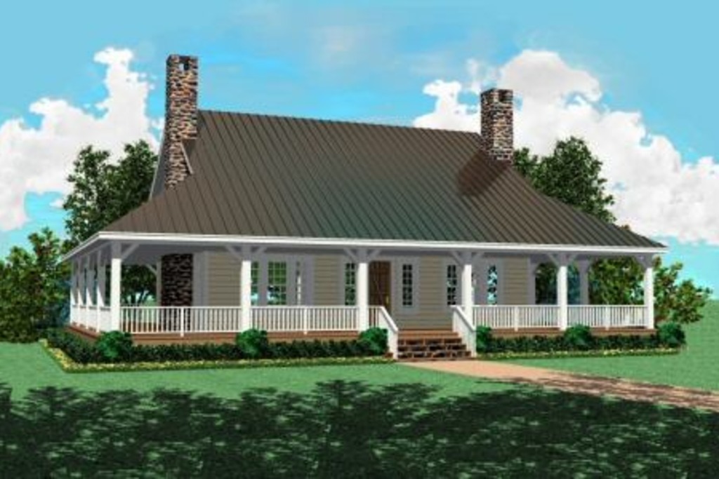 Hip Roof With Wrap Around Porch House Plan